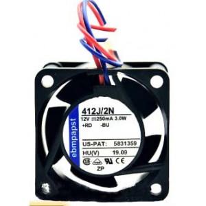 Ebmpapst 412J/2N 12V 250MA 3.0W 2wires Cooling Fan